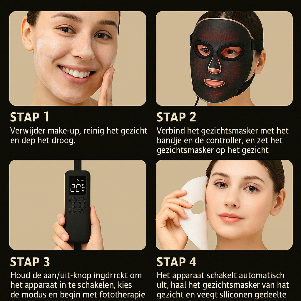 LED GlowMask | Infrarood Huidverjonging en Anti-Aging Therapie