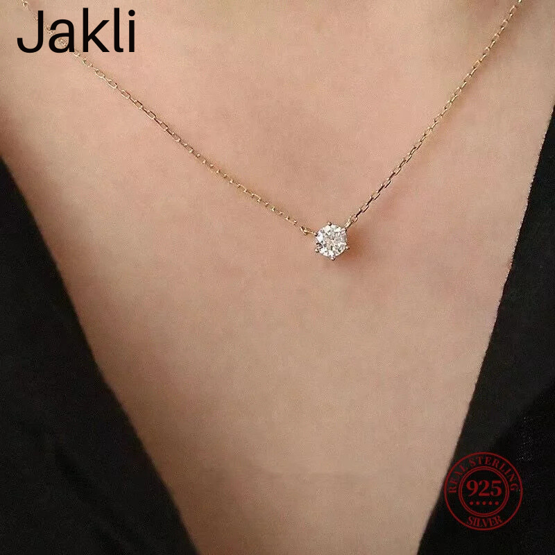 Jakli Diamant Halsketting - 925 Sterling Zilver met 18k Gouden Plating