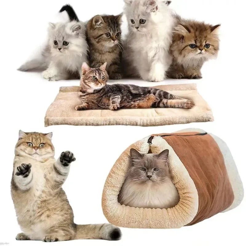 Schattige Kat Slaapzak – Warm & Zacht Huisdier bed voor Kleine Katten & Honden, Wasbare Katten mat" 🐱💖