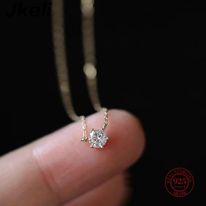 Jakli Diamant Halsketting - 925 Sterling Zilver met 18k Gouden Plating